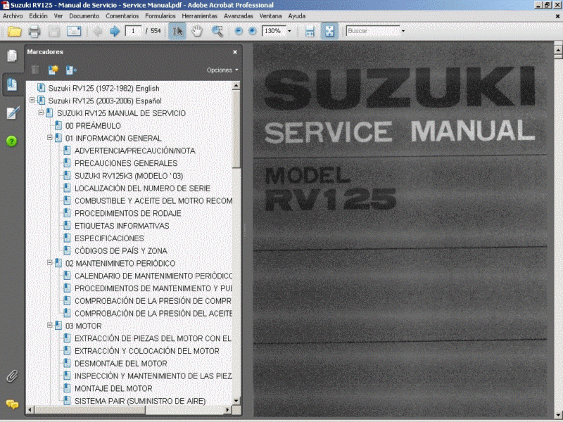 Suzuki RV125 (19722007) Manual Manual de Reparacion